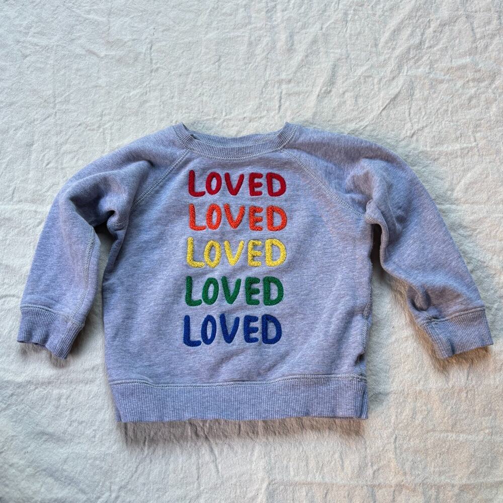Hanna Andersson Kids Loved Sweatshirt Gray Rainbow Size 3